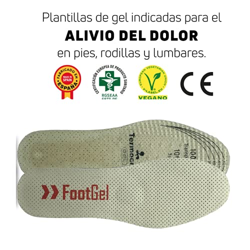Foot Gel - Plantillas Profesional® especialmente recomendadas para profesionales que deban permanecer mucho tiempo de pie. (Eucalipto, 35-38)