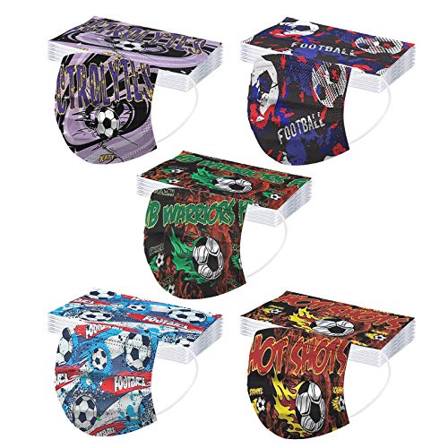 Fossen 50PC Mascarillas Niños, Mascarillas Infantil Dibujos Animados para Actividades Aire Libre Patrón Escuela Fiesta Patrón De Dibujos Animados De Dinosaurios Colores (A1-5)