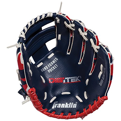 Franklin Deportes 9,5 "RTP Rendimiento Digi Teeball Guante y Pelota – Combo Azul Marino/Rojo para diestros Lanzador