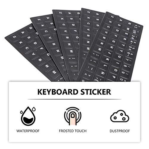 FRCOLOR 10 Piezas de Teclado Español Pegatinas de Teclado de Ordenador Fondo con Letras Blancas Pegatinas de Teclado de Ordenador Piel para Portátil