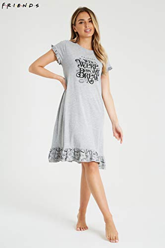 FRIENDS Pijamas Mujer, Camison Mujer Verano, Vestido Manga Corta, Ropa Mujer Algodon Suave, Merchandising Oficial Regalos Mujer y Chica Adolescente Talla S-XL (L)