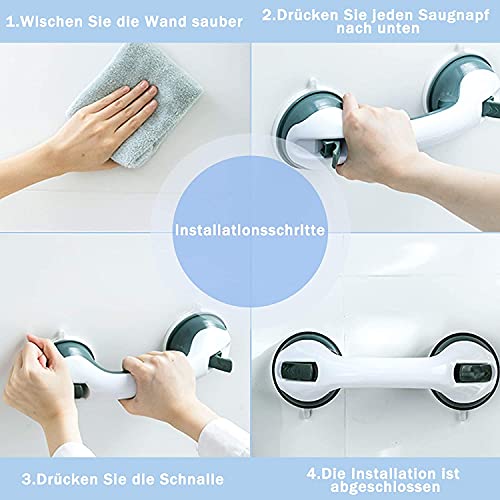 Froadp 2x Barras de Agarre Móviles para el Baño, Asa de Sujeción con Ventosa, Pasamanos de Plástico Portátil sin Necesidad de Perforar, Asas de Seguridad Antideslizante para Salas de Ducha WC Aseos