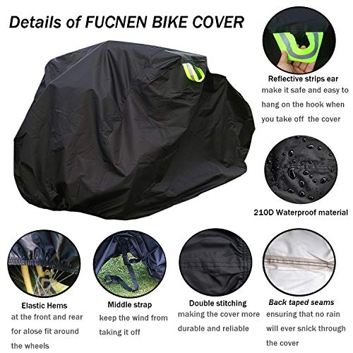 FUCNEN Funda Bicicleta Exterior Impermeable para 3 Bicicletas Cubre bicis Exterior Resistente Oxford 210D Antipolvo/protección UV para Bicicletas de montaña/Carretera/Bicicleta 3 Ruedas, Funda Bici L
