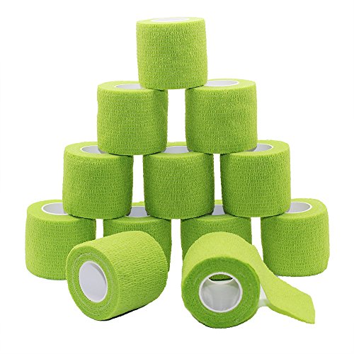 Fuluning, Vet Wrap, cinta de portero, envoltura atlética, 5 cm vendajes cohesivos, bandas de crepes, vendaje flexible,caucho natural 5 cm x 4,5 m, verde oliva