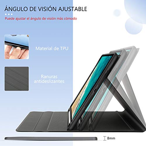 Funda con Teclado Español Trackpad para iPad 10.2 7ª/8ª Generación,iPad Air 3 2019/iPad Pro 10.5 2017, Teclado Desmontable Retroiluminado de 7 Colores, Funda para iPad 10.2 2020/2019, Negro