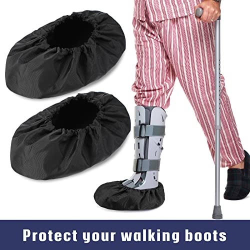 Funda de Botas de Caminar Cubiertas de Tobillos Protectores Cubierta Antideslizante de Soporte de Pie Cubierta de Bota Ortopédica Reutilizable Funda Impermeable, 1 Par (Negra, Grande)