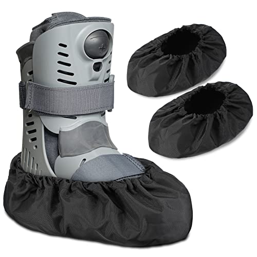 Funda de Botas de Caminar Cubiertas de Tobillos Protectores Cubierta Antideslizante de Soporte de Pie Cubierta de Bota Ortopédica Reutilizable Funda Impermeable, 1 Par (Negra, Grande)
