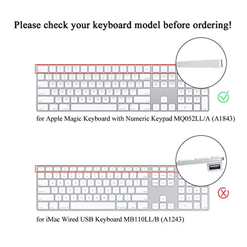 Funda de silicona transparente para teclado Apple iMac Magic Keyboard con teclado numérico MQ052LL/A (A1843) diseño de Estados Unidos/UE ultra delgado protector de piel