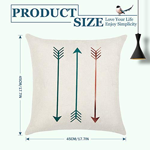 Fundas de Cojín, Funda de Almohada Lino, Cremallera Invisible Funda de Cojín, 4 Unidades, Cama Sillas Coche Dormitorio Decoracion para Hogar, 45 x 45 cm (Geometría)