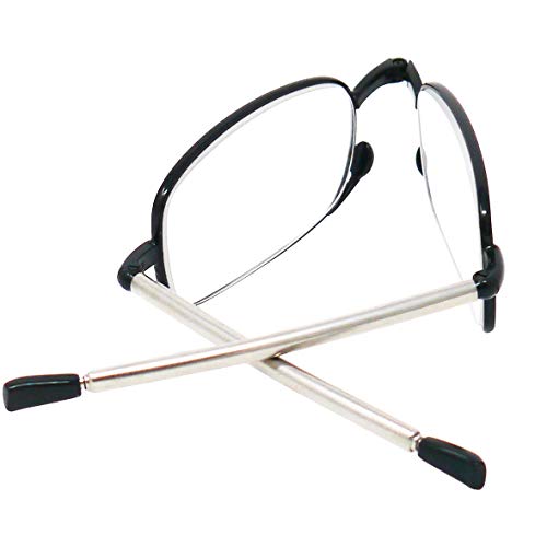 Gafas de Lectura Plegables de Metal Compactas con Patillas Telescópicas (Negra), Estuche Flip Top GRATIS, Ayuda de Lectura Para Mujeres y Hombres, Dioptrías +1.5