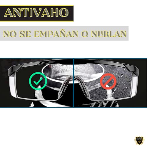Gafas de trabajo y seguridad antipolvo, antisalpicaduras y antivaho | Gafas de proteccion para el trabajo, ya sea en el ámbito sanitario, industrial y agrícola. | Pack de 2 gafas y 1 cuerda.