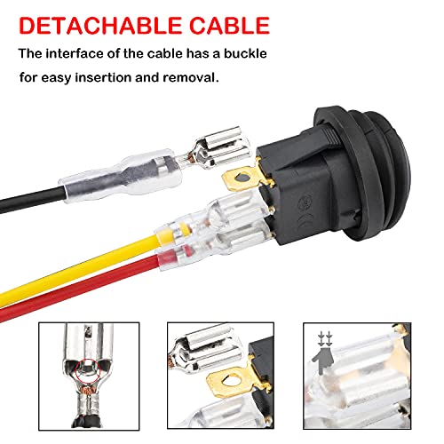 GALDOEP 5 pcs 12V 20A prueba agua Interruptor de Palanca Redonda 3Pin Encendido/Apagado con alambres previamente Soldados(con cable de 16 AWG) LED Azul,para automóvil barco camión remolque