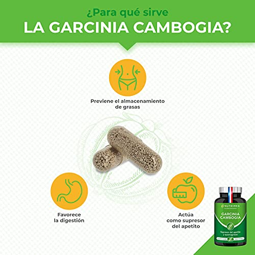 Garcinia Cambogia Pura Quemagrasas Natural | 1485 mg por Dosis 60% HCA Supresor del Apetito Termogénico | Facilita Digestión Fatburner Potente | 60 Cápsulas Vegetales Fabricado en Francia Nutrimea