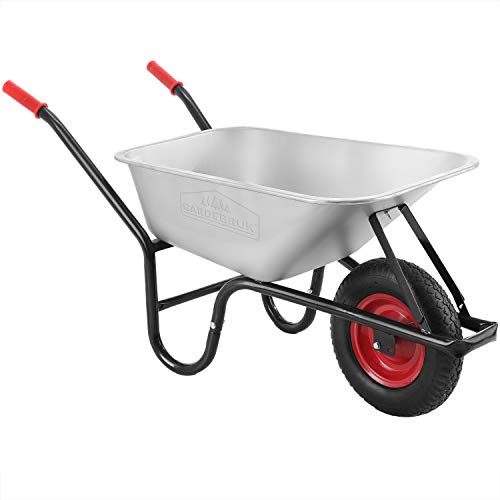 Gardebruk Carretilla de Obra Todoterreno Acero galvanizado Neumático con llanta de Acero 250kg 100L