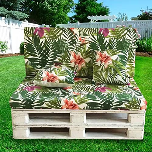 Gbla Colchon y Respaldo de Espuma para Sofá de Palet Enfundado en Tejido - Ideal para Jardín, Terraza, Patio,Salón y Balcón (Pajaro)