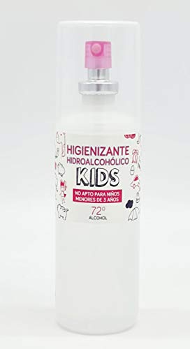 Gel hidroalcohólico en spray con aroma suave a colonia infantil con glicerina vegetal y con 72% alcohol. 3 unidades de 150 ml. Natural y hecho en España