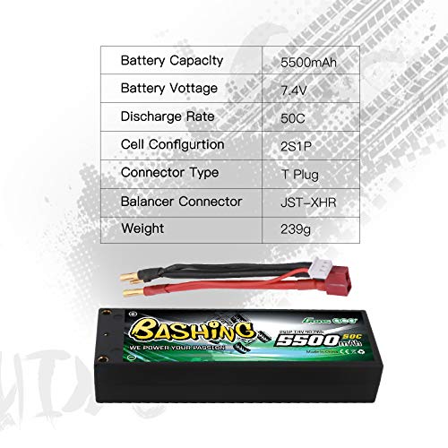 Gens ace Batería Personas 5500mAh 2S 7.4V 50C HardCase RC 10 # Lipo con Conector a T