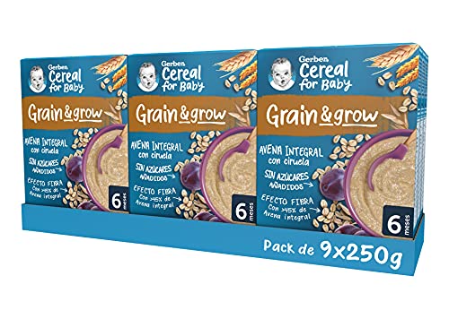 GERBER Avena Integral con Ciruela 250 g - Pack de 9