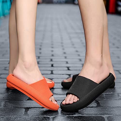 Geweo Mujer Hombr Zapatillas Casa Suela Gruesa Zapatilla de Baño Verano Zapatos de Playa y Piscina Antideslizantes Interior Exterior Chanclas Sandalias Unisex Negro 38/39EU