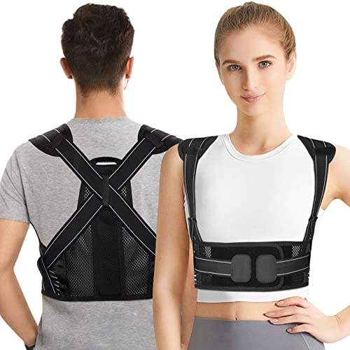 GHFGXF Corrector De Postura para Mujeres Y Hombres,Soporte Espalda Superior Ajustable,Plancha Apoyo Transpirable,Que Proporciona Alivio del Dolor En La Zona Lumbar,Cuello,Hombro