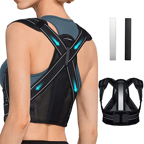 GHFGXF Corrector De Postura para Mujeres Y Hombres,Soporte Espalda Superior Ajustable,Plancha Apoyo Transpirable,Que Proporciona Alivio del Dolor En La Zona Lumbar,Cuello,Hombro