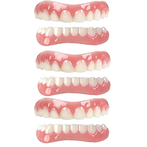GHJGDAOM Dentadura Postiza de Carilla Instantánea Cómodo Tono Natural Hombres y Mujeres Diente de Prótesis Cosméticos ​Temporal de Blanquear Dientes de ​Silicona Superior Inferior,001,3 Pairs