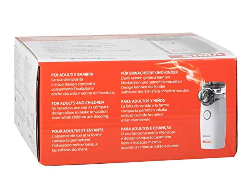 GIMA Aerosol Silent Máquina De Aerosol Portátil Con Nebulizador Compacto Práctica Y Liviana Para El Tratamiento De Trastornos Respiratorios En Adultos Y Niños Con Baterías Y Cable Usb