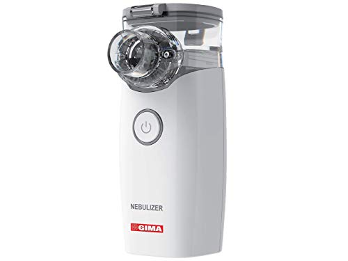 GIMA Aerosol Silent Máquina De Aerosol Portátil Con Nebulizador Compacto Práctica Y Liviana Para El Tratamiento De Trastornos Respiratorios En Adultos Y Niños Con Baterías Y Cable Usb