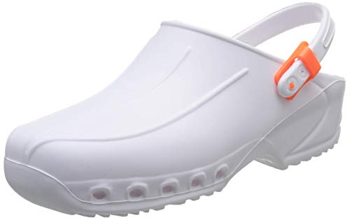 GIMA ref. 26196 Zuecos sanitarios ultra ligeros con cordón, 40, color blanco, anatómicos, antideslizantes, anti-estáticos, aireados, lavables, útiles para uso en hogar sanitario y hospitalario