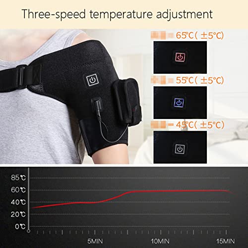 GLYIG Almohadilla térmica para hombros, terapia de calor eléctrica USB, abrazadera para el hombro para el manguito rotador, esguinces de dislocación del hombro, bursitis, dolor muscular para hombres y