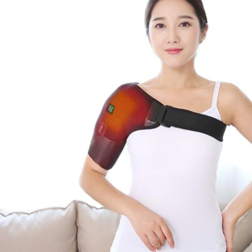 GLYIG Almohadilla térmica para hombros, terapia de calor eléctrica USB, abrazadera para el hombro para el manguito rotador, esguinces de dislocación del hombro, bursitis, dolor muscular para hombres y