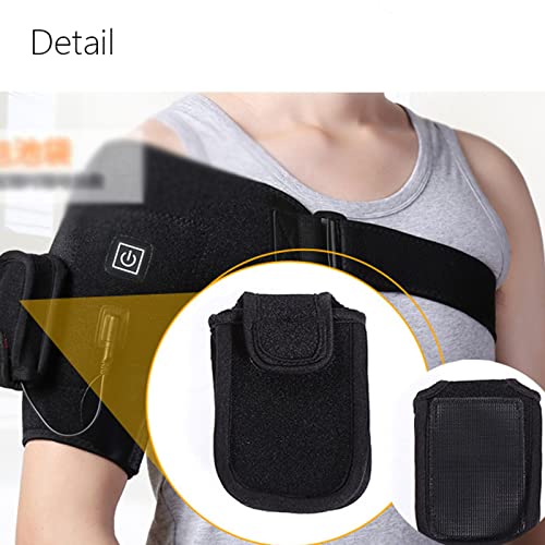 GLYIG Almohadilla térmica para hombros, terapia de calor eléctrica USB, abrazadera para el hombro para el manguito rotador, esguinces de dislocación del hombro, bursitis, dolor muscular para hombres y