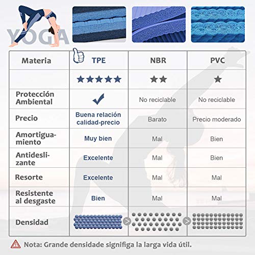 Glymnis Esterilla Yoga Antideslizante Colchoneta Yoga Mat Esterilla Deporte de Material Ecológico TPE Esterilla Pilates con Correa 183mm x 61mm x 6mm Rosa