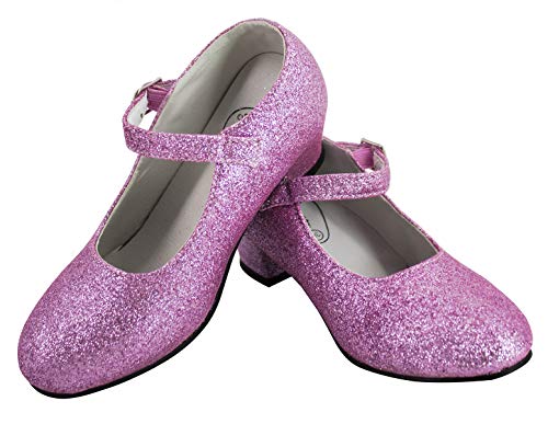 Gojoy shop- Zapato con Tacón de Danza Baile Flamenco o Sevillanas para Niña y Mujer,Contiene : Zapato con Tacón y Mochila de Cuerdas. 5 Colores Disponibles (P- Rosa Clara, 25)