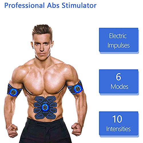 GoodWell Electroestimulador Muscular Abdominales Aparatos para Hacer Ejercicio casa,6 Modos, 10 Niveles Diferentes,ABS estimulador Muscular USB portátil para Mujer Hombre