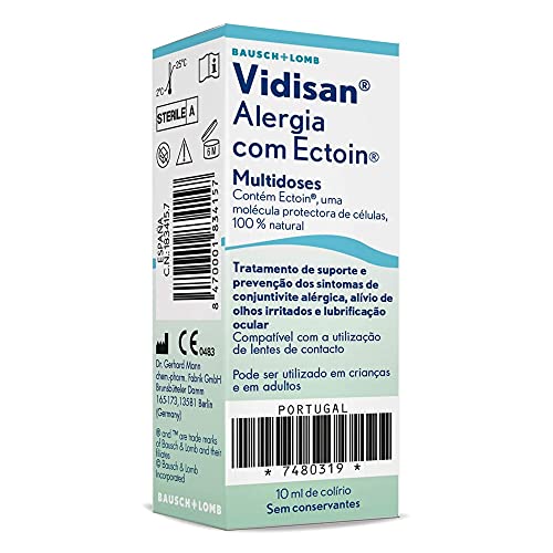 Gotas para Ojos Vidisian Alergia - Formato Multidosis de 10 ml - Trata y Previene la Conjuntivitis Alérgica - Colirio para Ojos Irritados - Bausch + Lomb