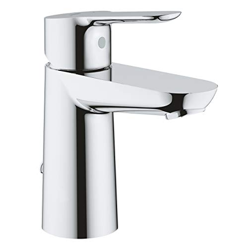 Grohe BauEdge - Grifo de lavabo monomando para instalación en un solo agujero, altura estándar, con sistema de ahorro de agua, cadena retráctil (Ref. 23329000)