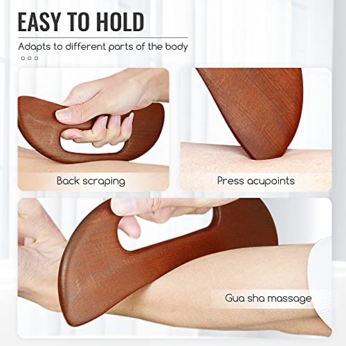 Gua Sha Tools, herramienta de masaje Gua Sha de madera más grande y más ancha para terapia de acupuntura SPA, tratamiento de punto de activación, drenaje linfático para espalda, piernas, brazos