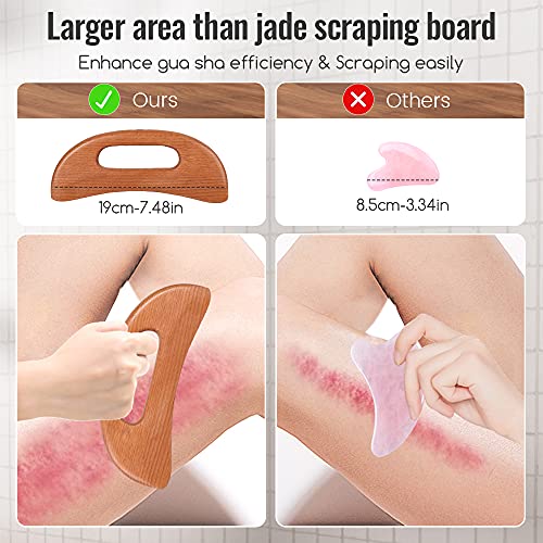 Gua Sha Tools, herramienta de masaje Gua Sha de madera más grande y más ancha para terapia de acupuntura SPA, tratamiento de punto de activación, drenaje linfático para espalda, piernas, brazos