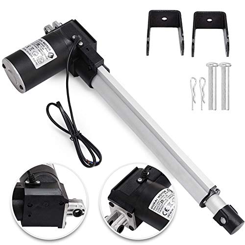 Guellin Actuador Lineal de 61cm con Movimiento de 12 V DC Actuador Eléctrico con Soporte de Montaje 6000N / 1320LB para Sillón Reclinable TV Mesa de Masaje Cama de Masaje y Sofá Eléctrico