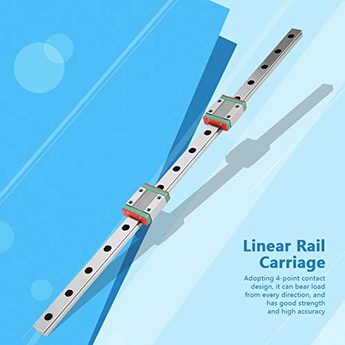 Guía de Carril Lineal 400mm,Carril Lineal en Miniatura,con 2 piezas Bloques de Guía Lineal,Ancho de Carril 12 mm,Con Sistema de Lubricación,Para Equipos Automáticos,para Impresora 3D Máquina CNC
