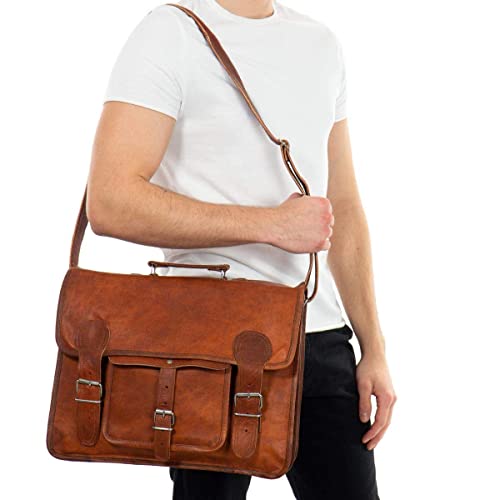 Gusti Maletín de Cuero Leon - Cartera portafolios marrón