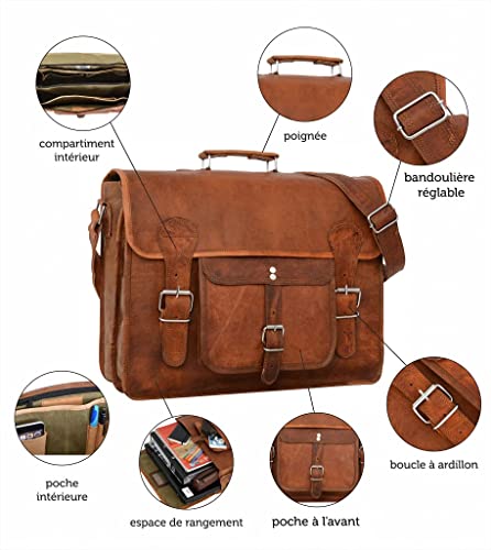 Gusti Maletín de Cuero Leon - Cartera portafolios marrón