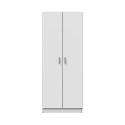 Habitdesign Armario Multiusos, Escobero, 2 Puertas, Acabado en Color Blanco Mate, Medidas: 73 cm (Ancho) x180 cm (Alto) x 37 cm (Fondo)