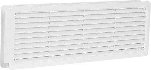 Haco Rejilla de ventilación de la puerta, opaco en ambos lados, plástico ASA de alta calidad - baño, cocina para reequipamiento, Blanco, 400 x 130 mm