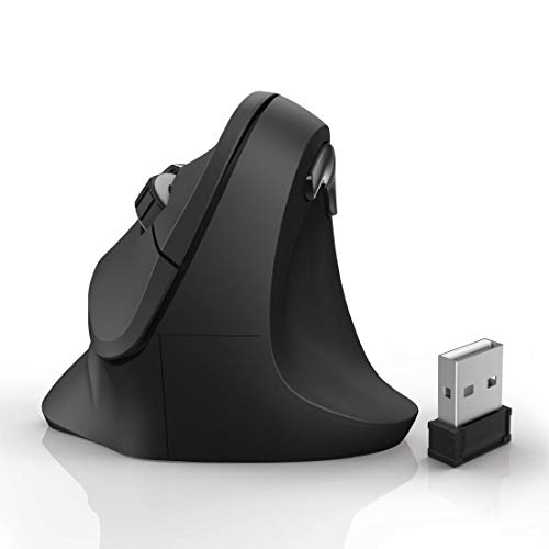 Hama Ratón ergonómico (ratón vertical inalámbrico para diestros, 3 niveles de velocidad hasta 1800 ppp, contra el codo del tenista, síndrome de RSI, mouse inalámbrico) negro