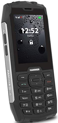 Hammer H 4+ teléfono Resistente para el Trabajo, Pantalla de 2.8"", Resistente al Agua (IP68), Una Linterna, Mega batería 2000 mAh, 3G Dual SIM - Plata