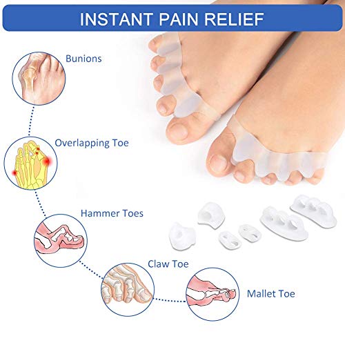 Haofy Separadores de dedos del pie, Gel Correctores de Dedos para Juanetes, Bunion Corrección Toe Enderezadoras para Alivio del dolor de pie, Metatarsus, de Martillo del dedo del pie Separadores