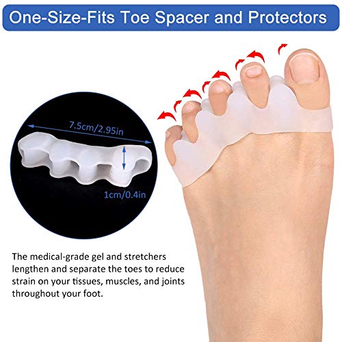Haofy Separadores de dedos del pie, Gel Correctores de Dedos para Juanetes, Bunion Corrección Toe Enderezadoras para Alivio del dolor de pie, Metatarsus, de Martillo del dedo del pie Separadores