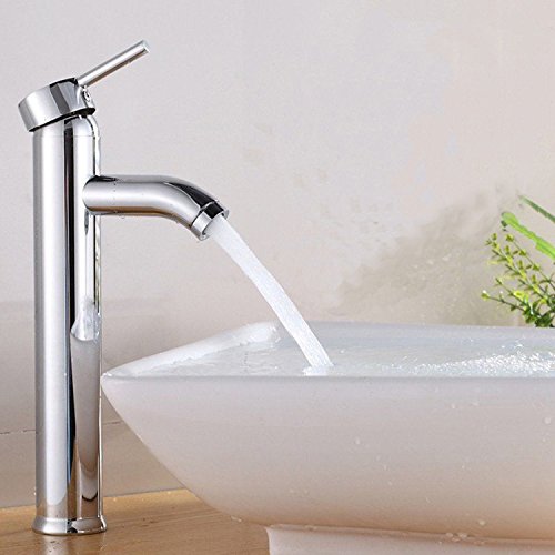 Hapilife Alto Grifos de Lavabo Monomando Cromado Inoxidable Estético con Caño Alto para Baño Grifería Conexión 3/8" Española, 10 Años Garantía [Clase de eficiencia energética A]